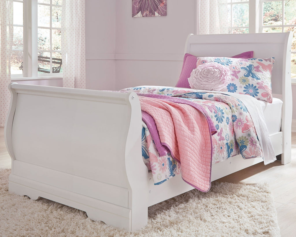 Anarasia Twin Sleigh Bedroom Set, White