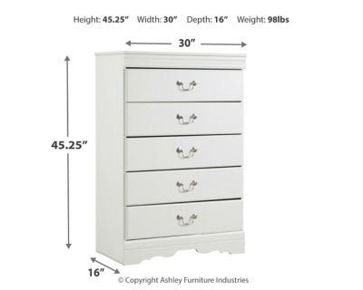 Anarasia White Twin Sleigh Youth Bedroom Set w/Chest