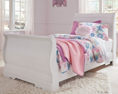 Anarasia White Twin Sleigh Youth Bedroom Set w/Chest