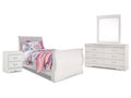 Anarasia Twin Sleigh Youth Bedroom Set w/Dresser & Mirrror, Nightstand, White