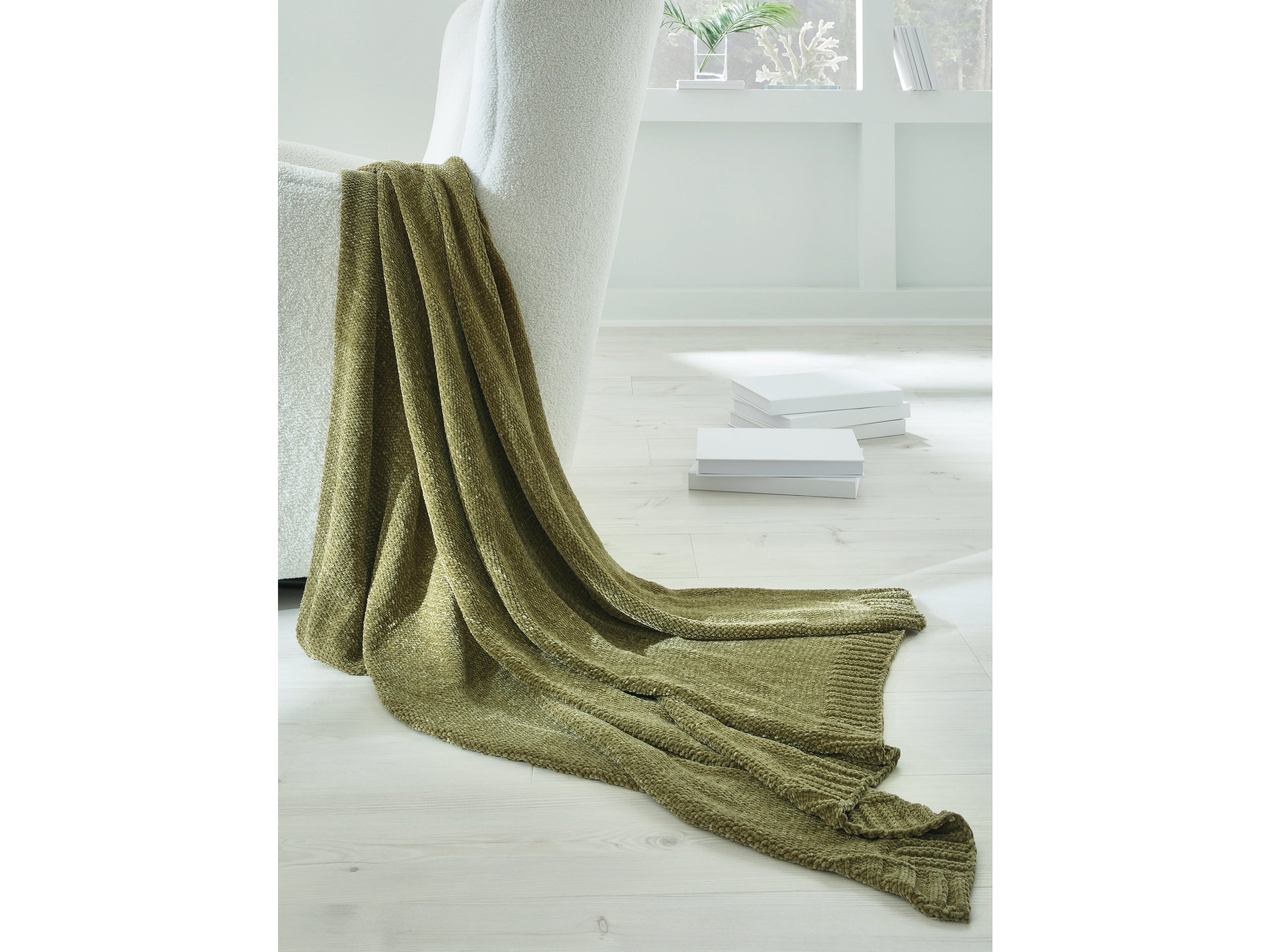 Anawood Olive Green Throw (Set of 3)