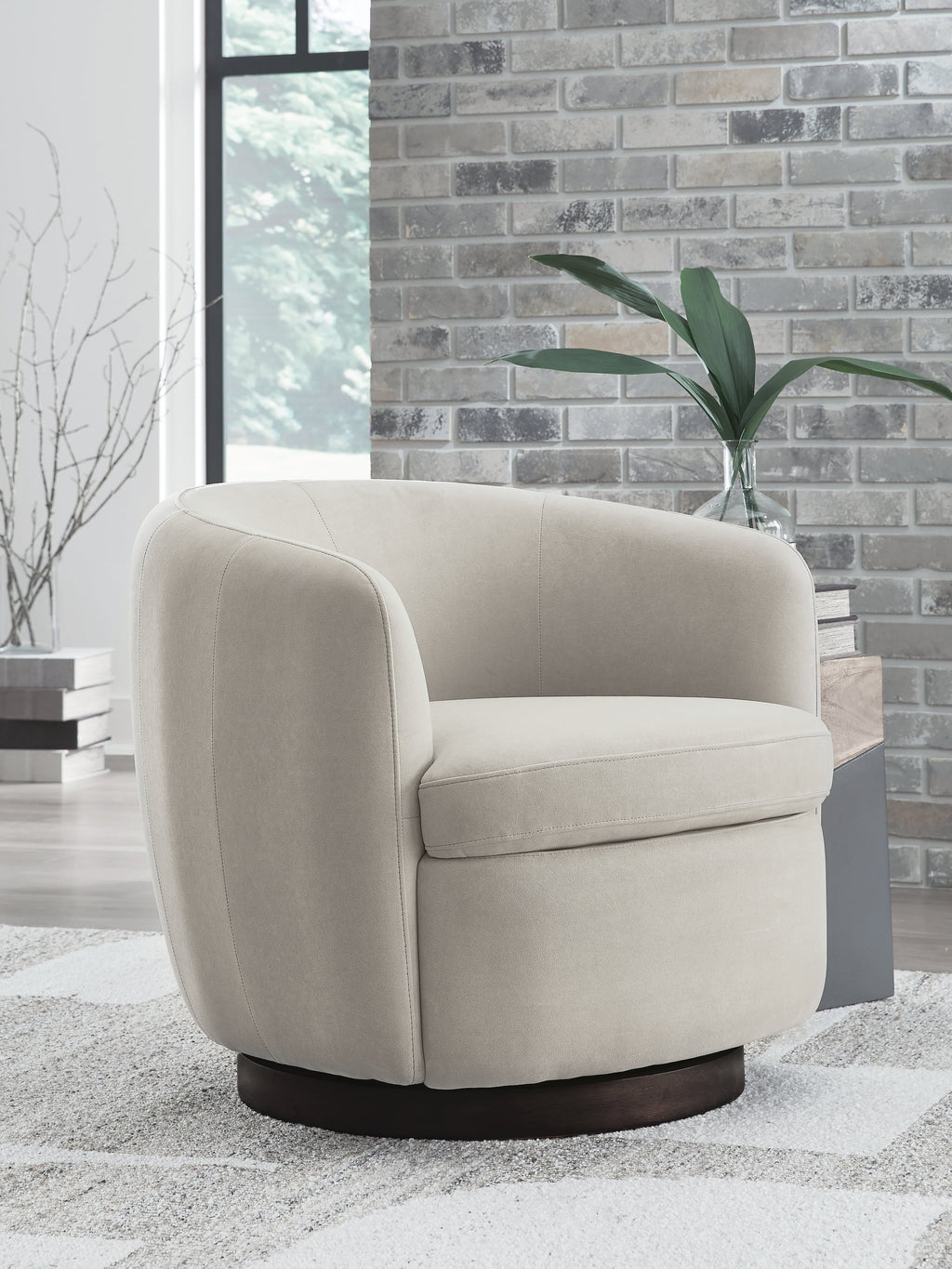 Annbury Light Beige Swivel Accent Chair