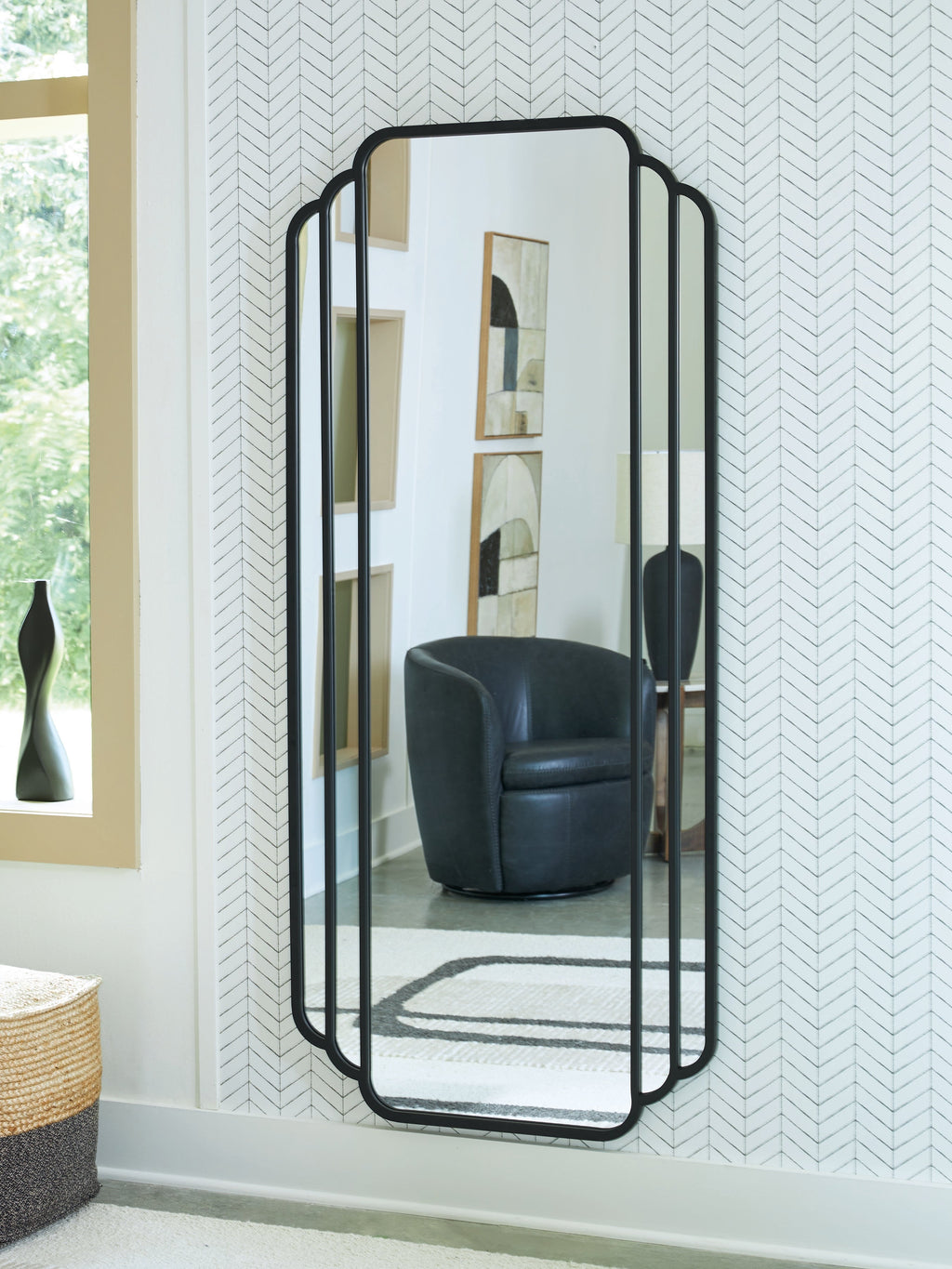 Antigone Black Floor Mirror