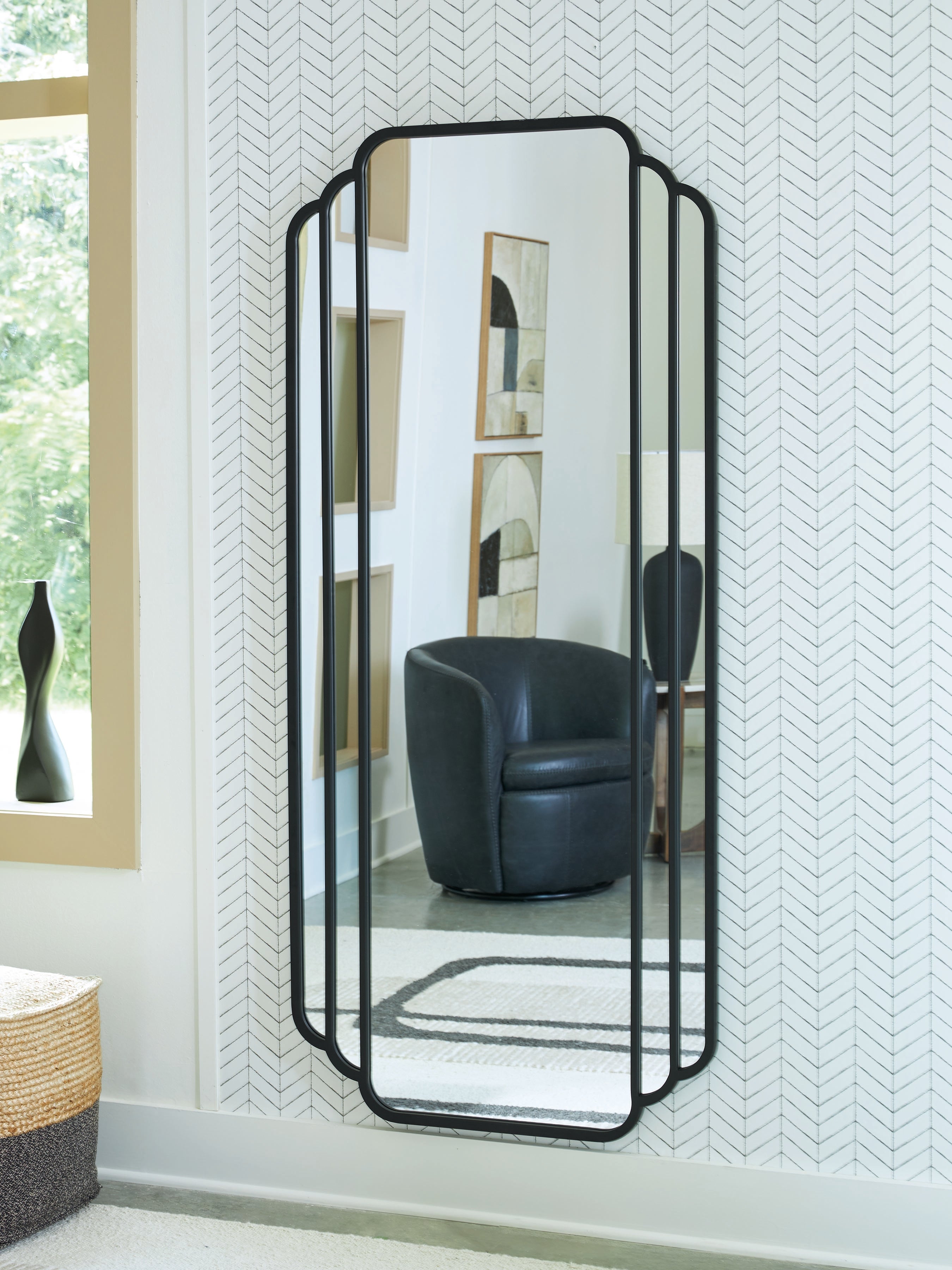 Antigone Black Floor Mirror