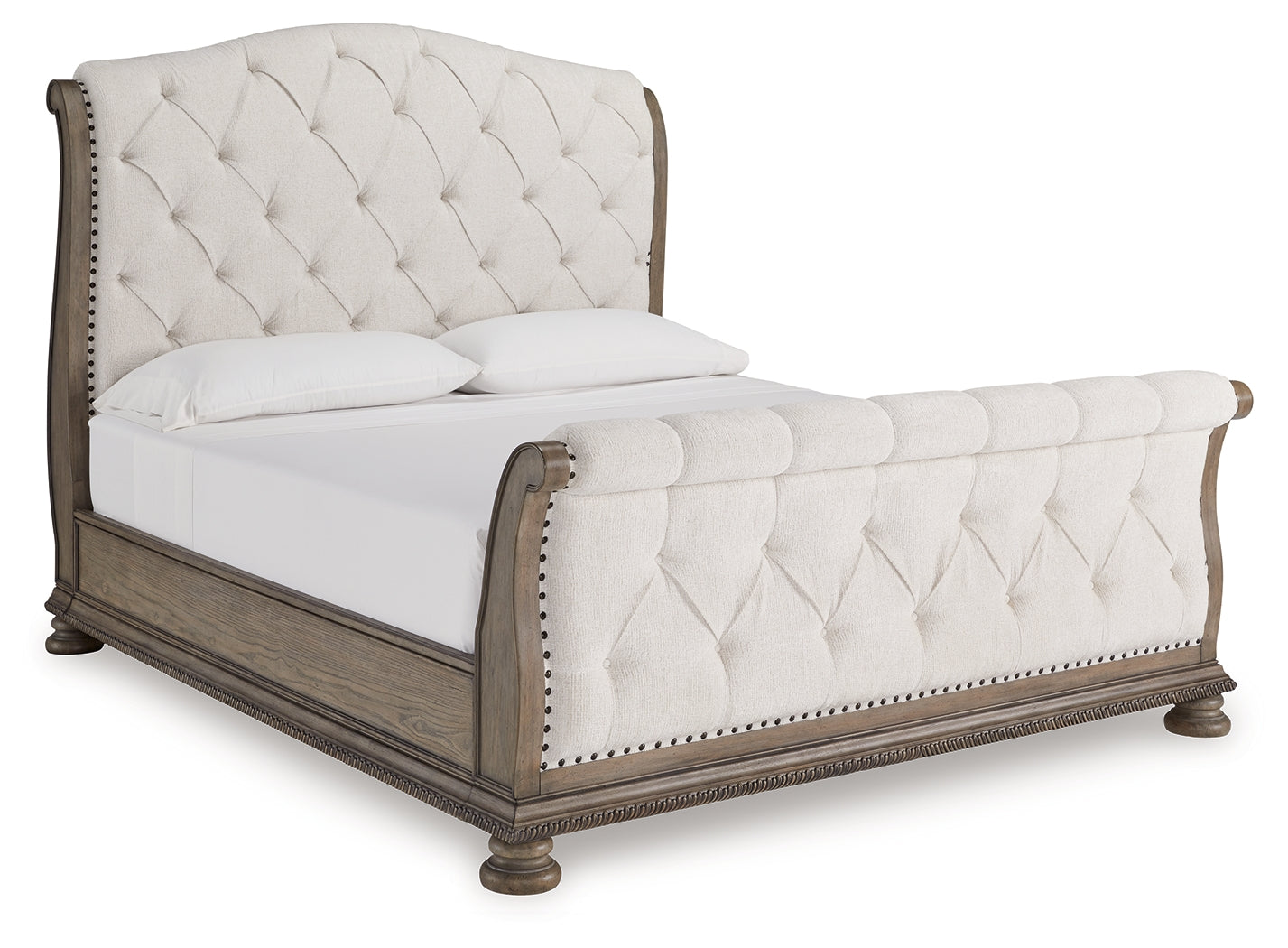 Ardenfield Light Brown California King Upholstered Sleigh Bed