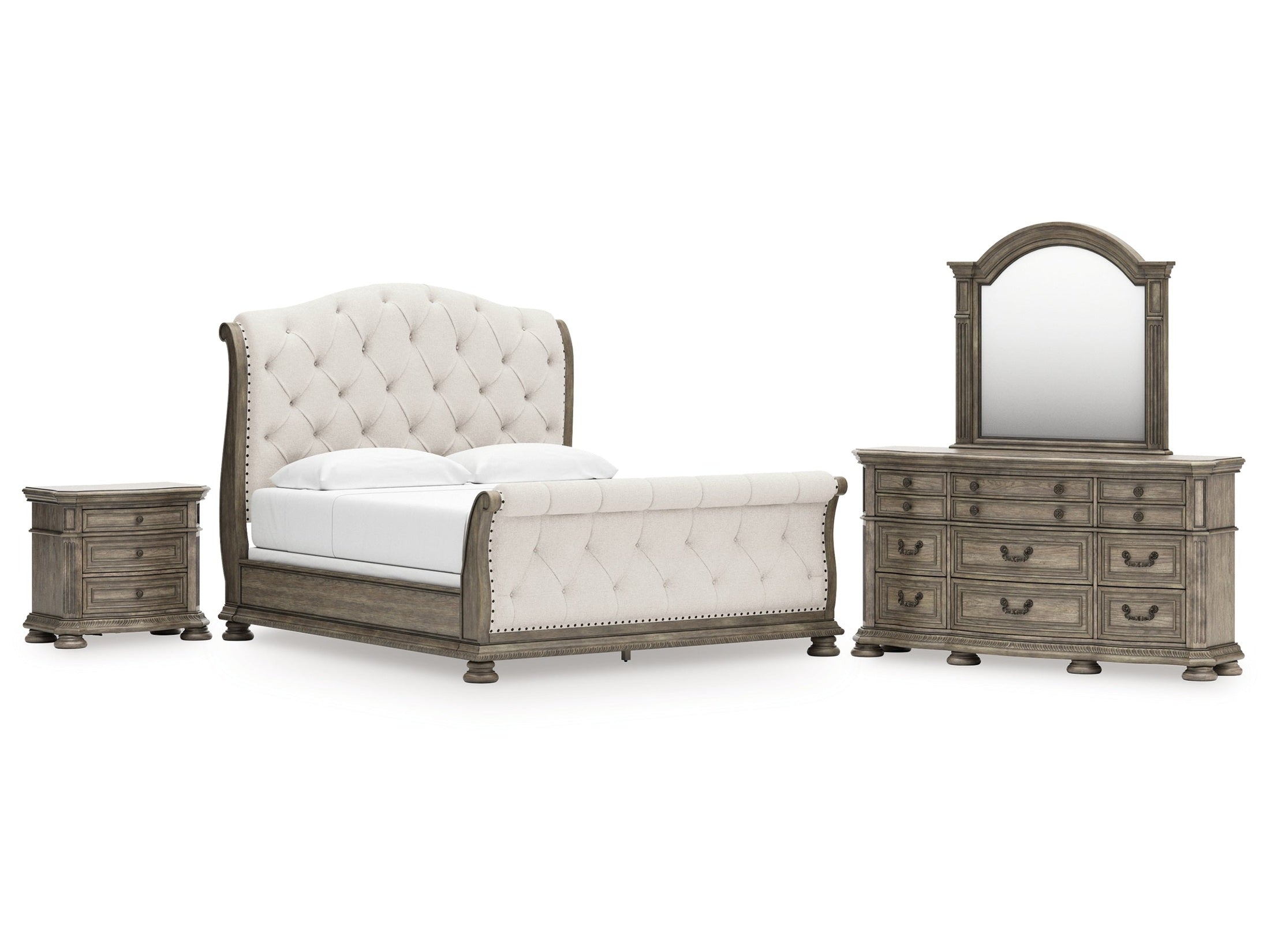 Ardenfield Light King Sleigh Bedroom Set, Brown