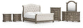 Ardenfield Light King Upholstered Sleigh Bed, Dresser, Mirror, Chest and 2 Nightstands, Br