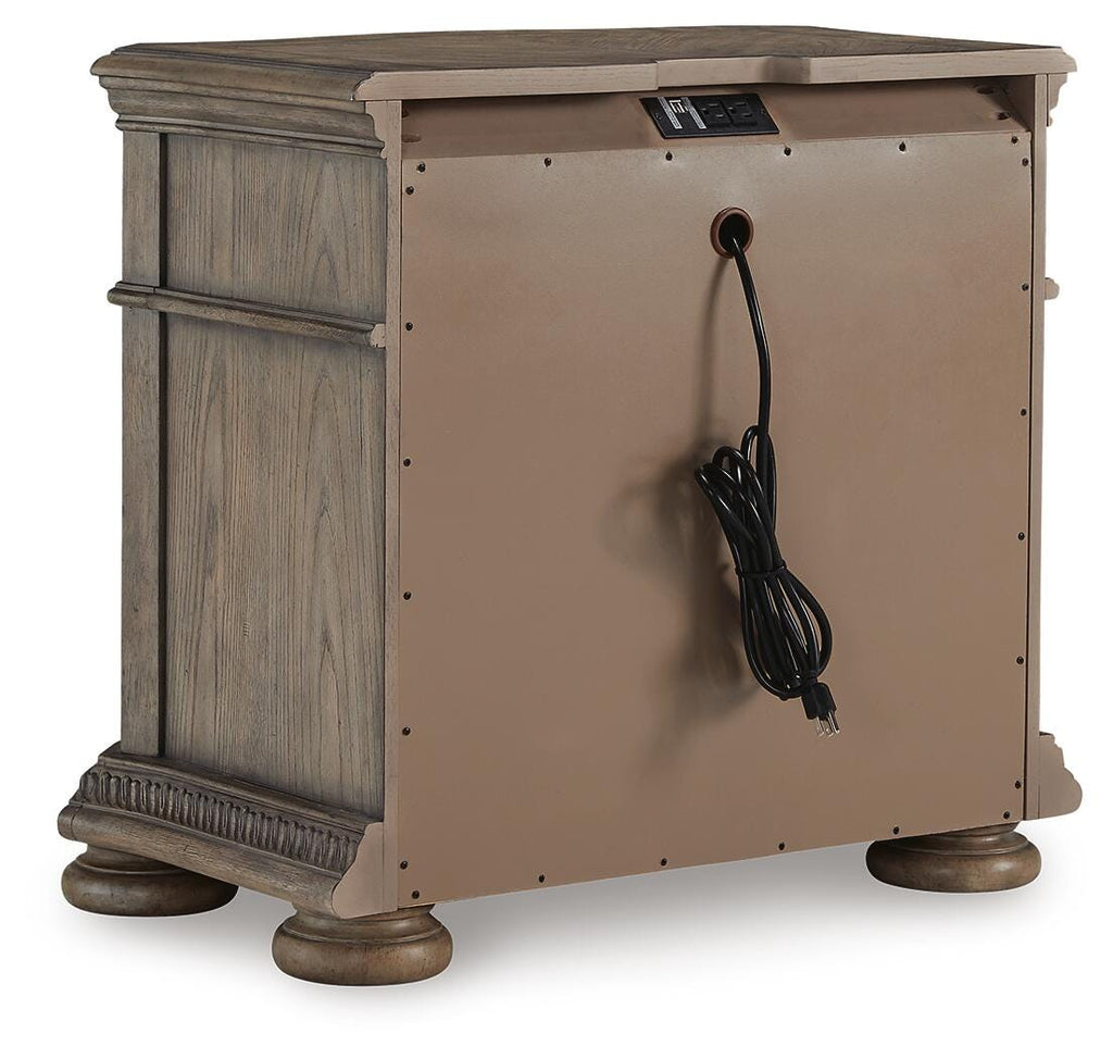 Ardenfield Light King Upholstered Sleigh Bed, Dresser, Mirror, Chest and 2 Nightstands, Br