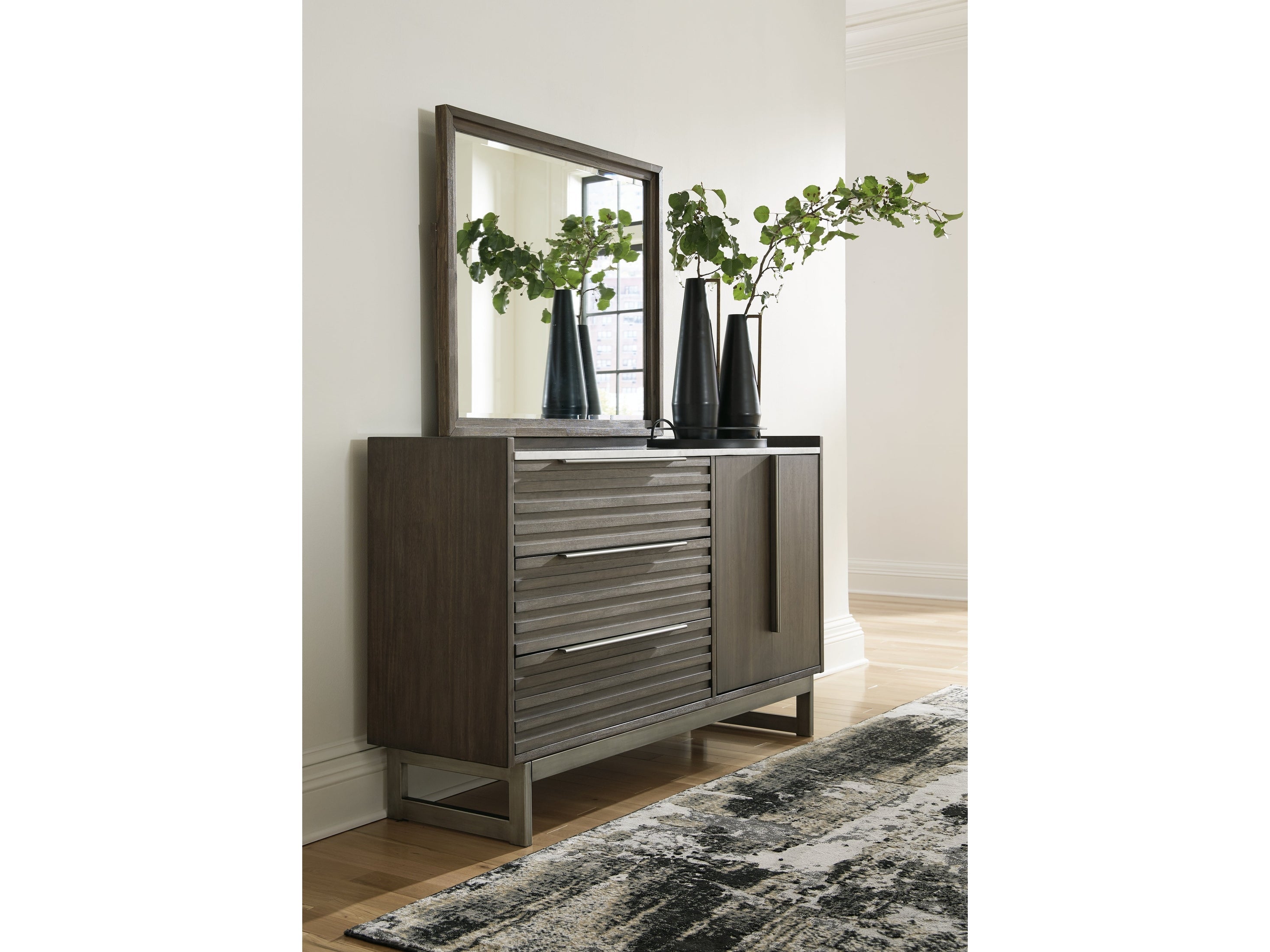 Arkenton Grayish Brown Dresser and Mirror