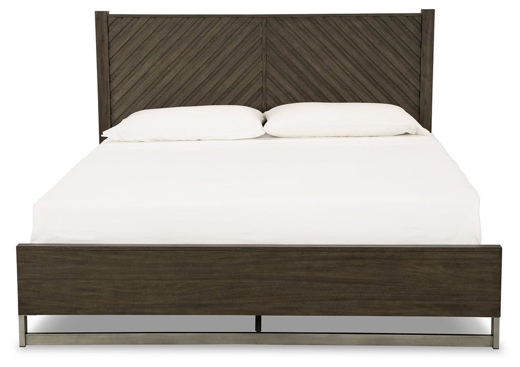 Arkenton Grayish Brown King Panel Bed