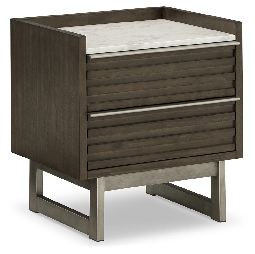 Arkenton Grayish Brown/White Two Drawer Nightstand