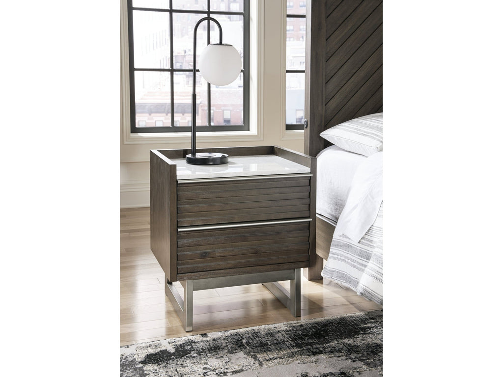 Arkenton Grayish Brown/White Two Drawer Nightstand