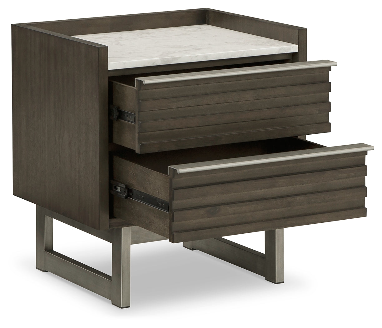 Arkenton Grayish Brown/White Two Drawer Nightstand