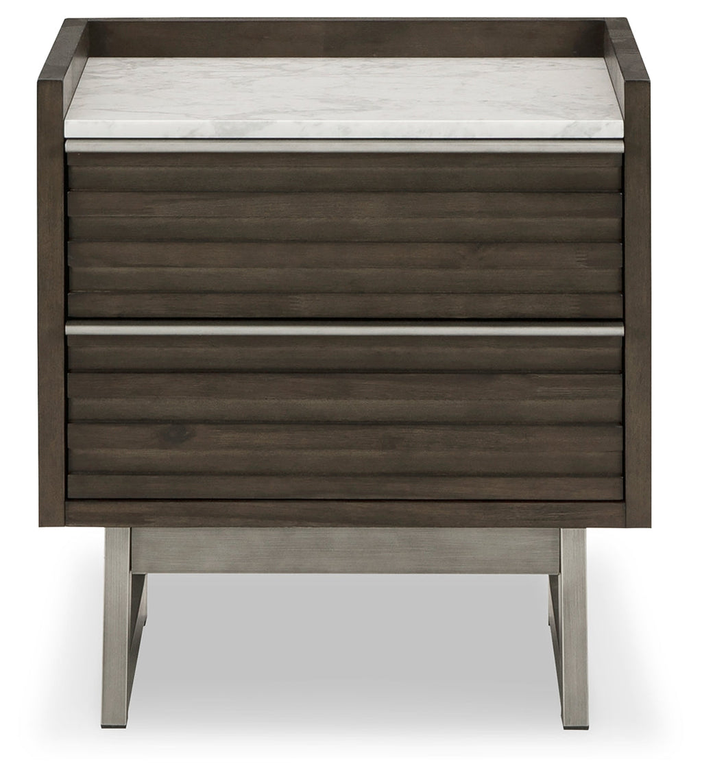Arkenton Grayish Brown/White Two Drawer Nightstand