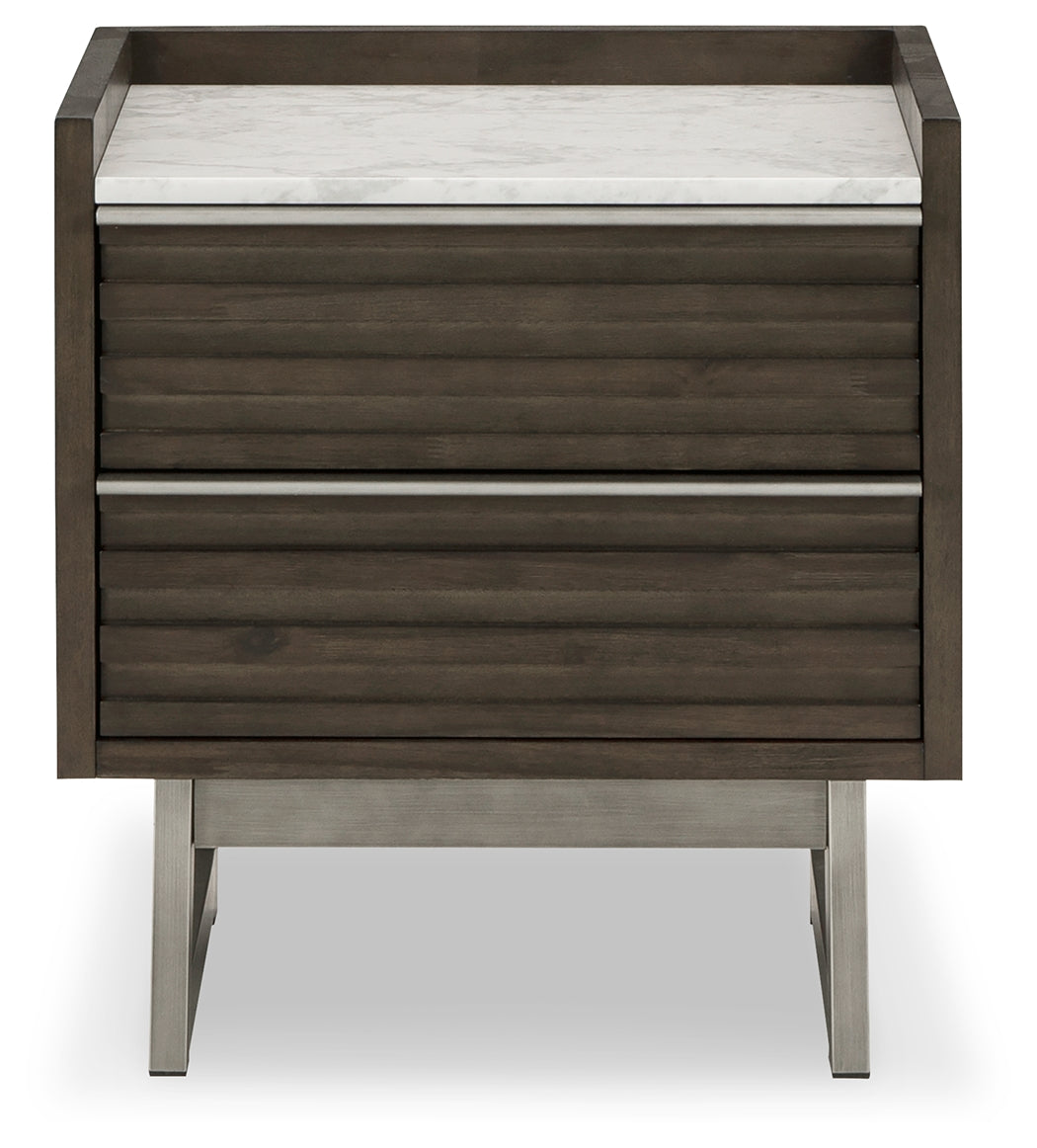 Arkenton Grayish Brown/White Two Drawer Nightstand