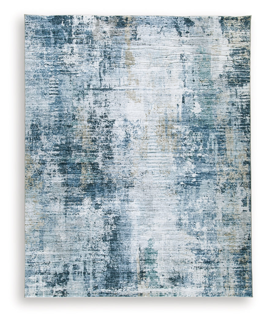 Arlenmont Blue/White/Brown Memory Foam Large Rug