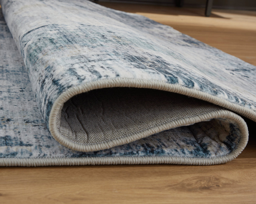 Arlenmont Blue/White/Brown Memory Foam Medium Rug
