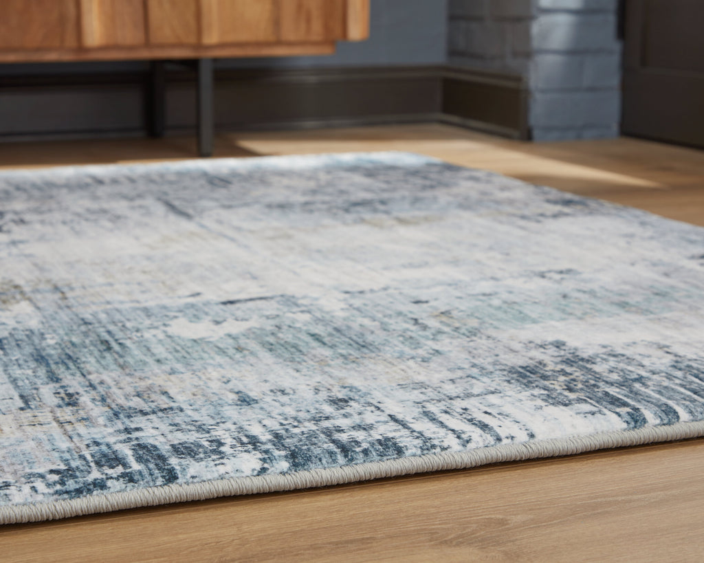 Arlenmont Blue/White/Brown Memory Foam Medium Rug