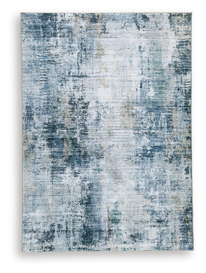 Arlenmont Blue/White/Brown Memory Foam Medium Rug