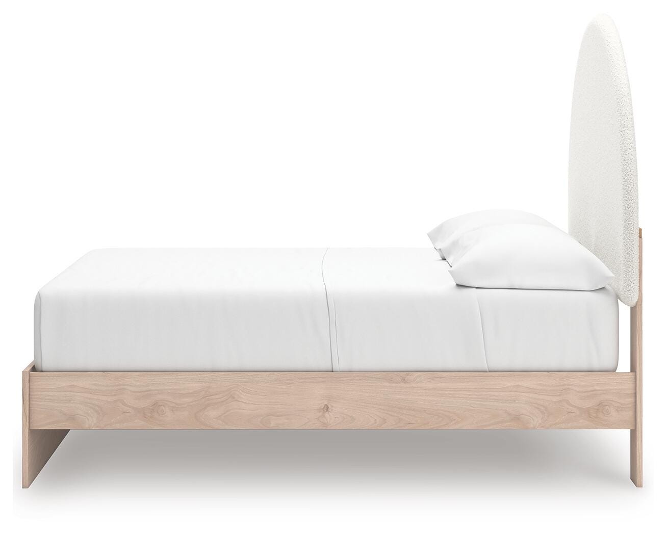 Arloster /Tan/White Full Panel Storage Bed, Dresser, Mirror and Nightstand, Brown