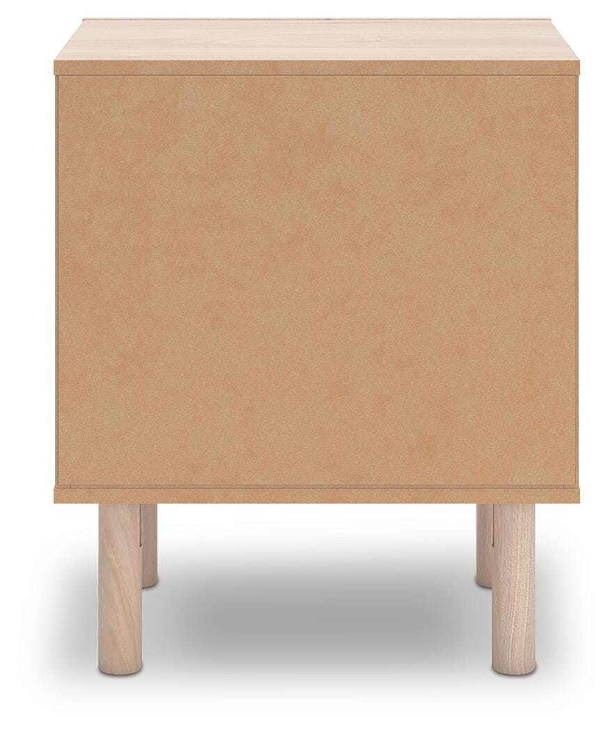 Arloster /Tan/White Full Panel Storage Bed, Dresser, Mirror and Nightstand, Brown