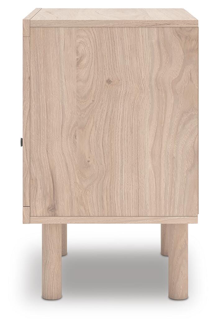 Arloster /Tan/White Full Panel Storage Bed, Dresser, Mirror and Nightstand, Brown
