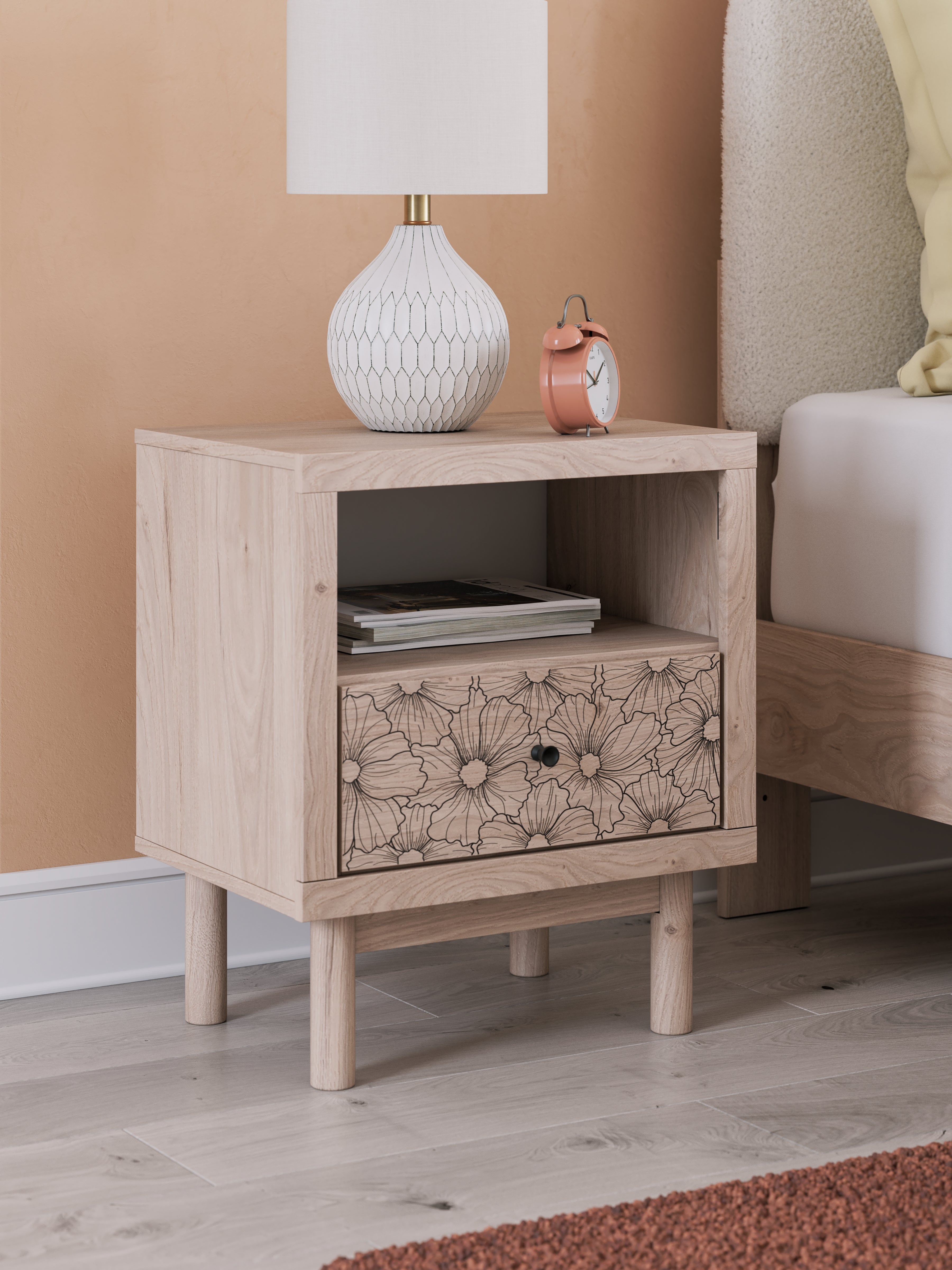Arloster Tan One Drawer Nightstand