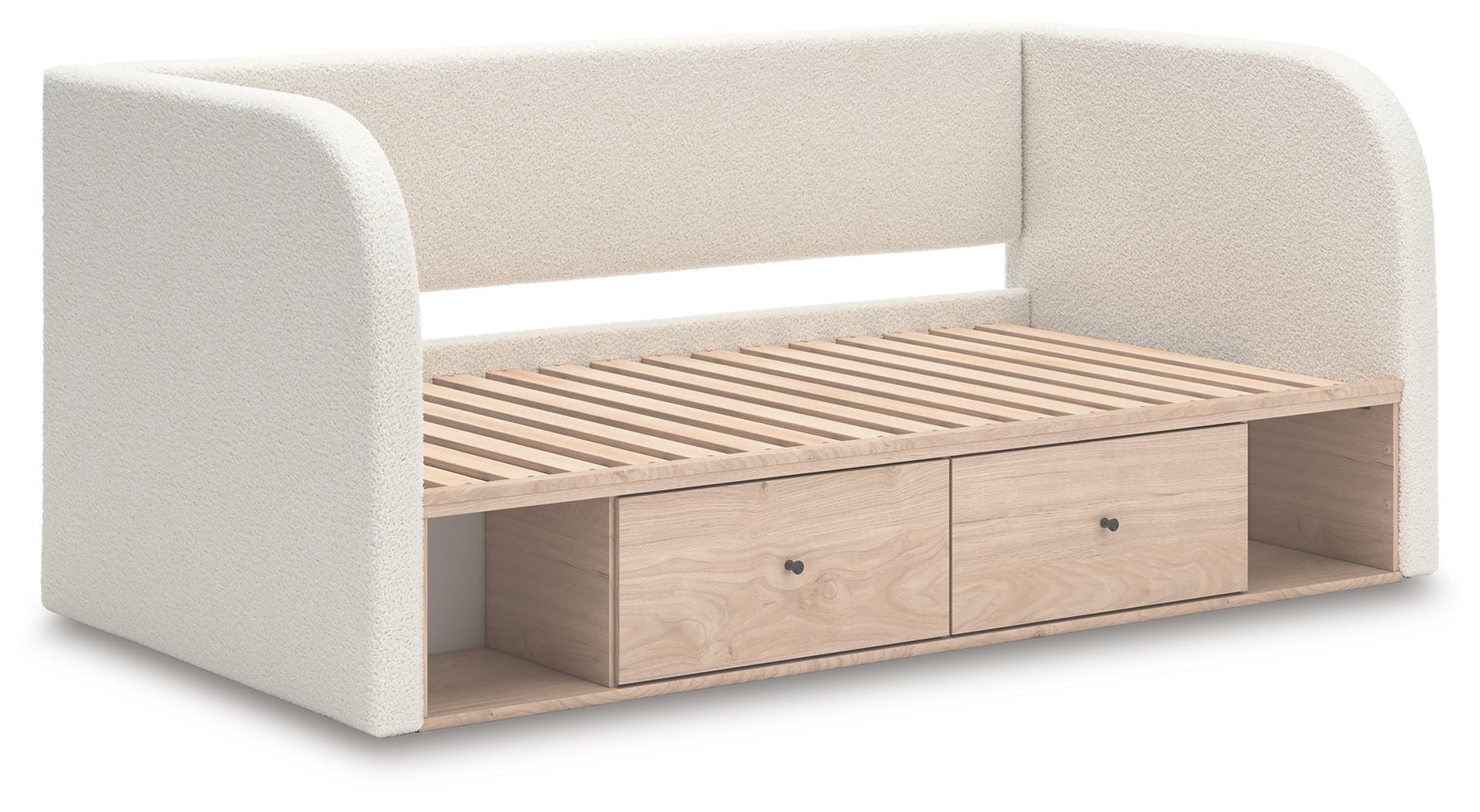 Arloster Tan/White Full Upholstered Day Bed with Storage