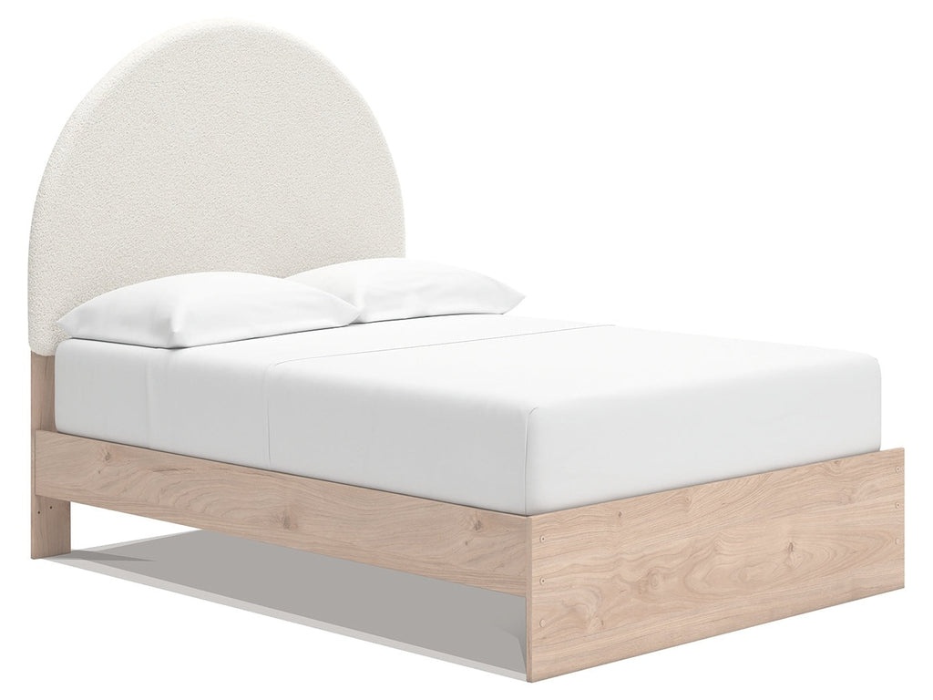 Arloster Tan/White Full Upholstered Panel Bed