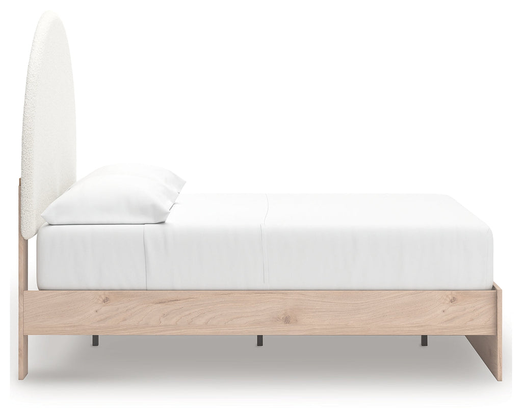 Arloster Tan/White Full Upholstered Panel Bed