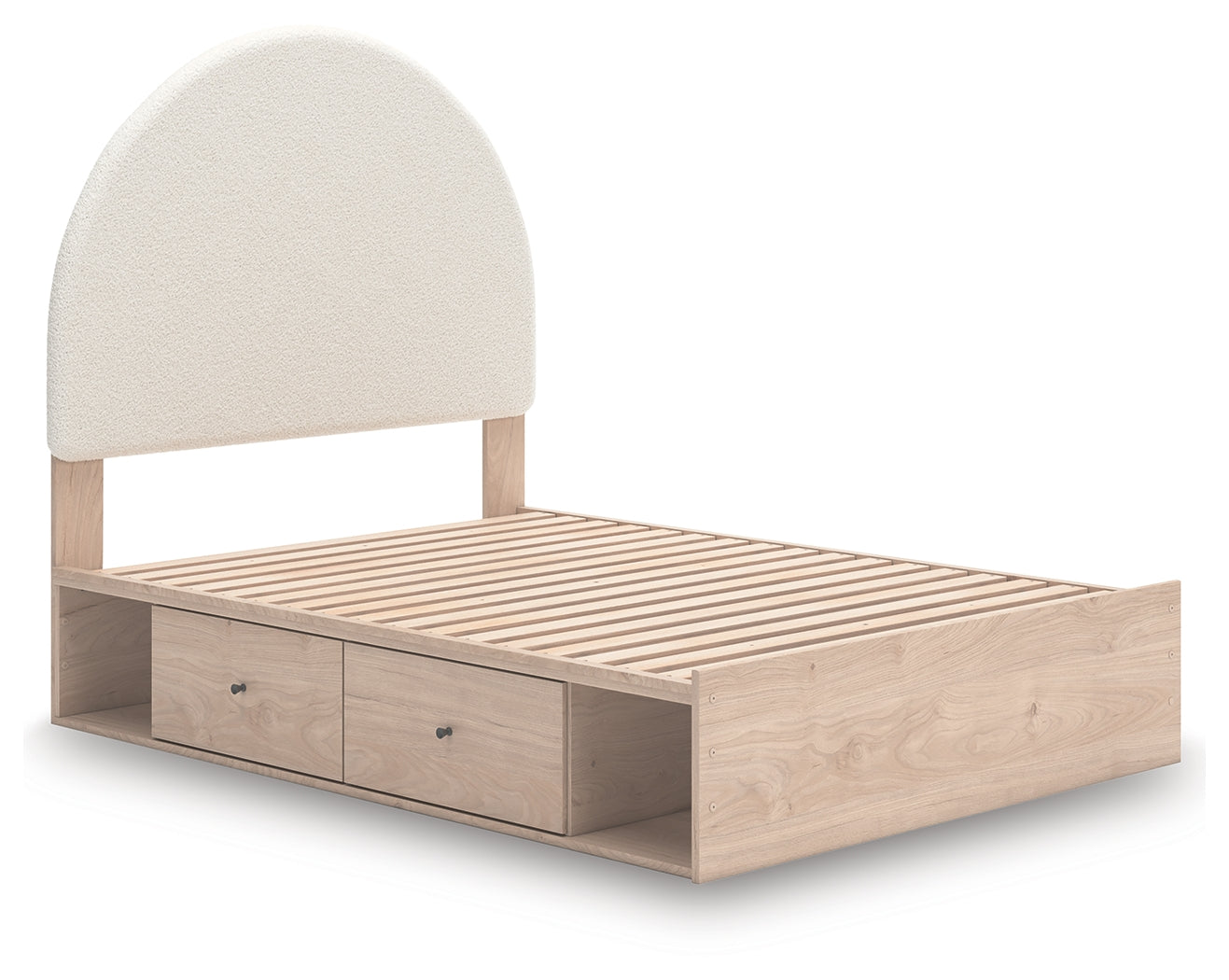Arloster Tan/White Full Upholstered Panel Bed w/2 Under Bed Storage