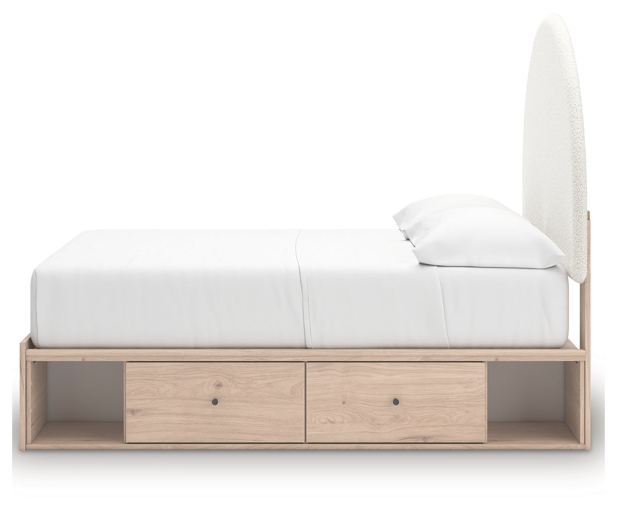 Arloster Tan/White Full Upholstered Panel Bed w/2 Under Bed Storage