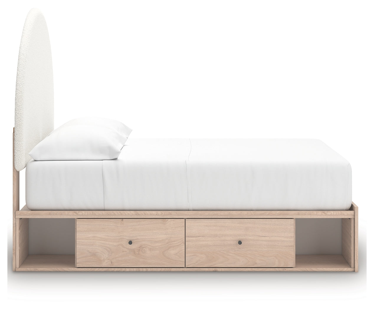 Arloster Tan/White Full Upholstered Panel Bed w/2 Under Bed Storage