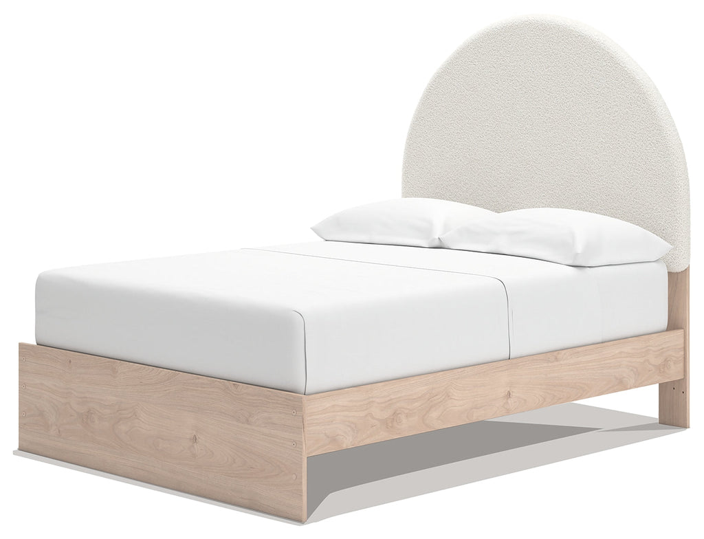 Arloster Tan/White Full Upholstered Panel Bed with Storage