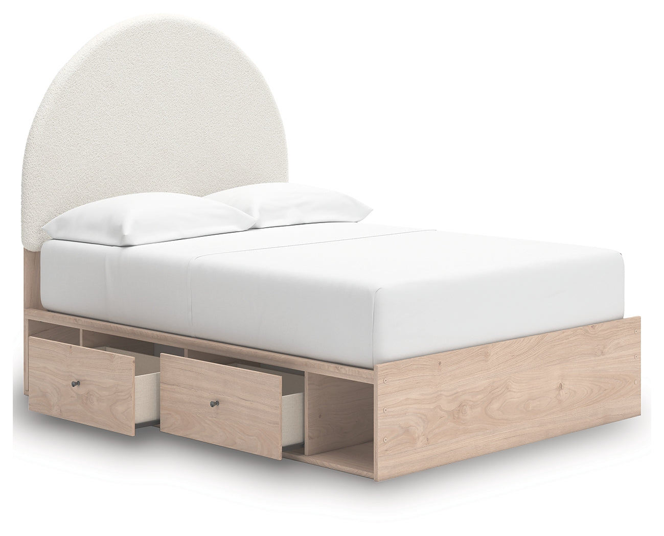 Arloster Tan/White Full Upholstered Panel Bed with Storage
