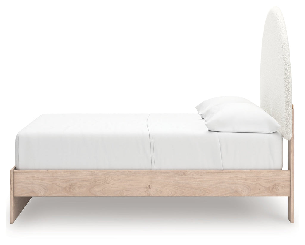 Arloster Tan/White Full Upholstered Panel Bed with Storage