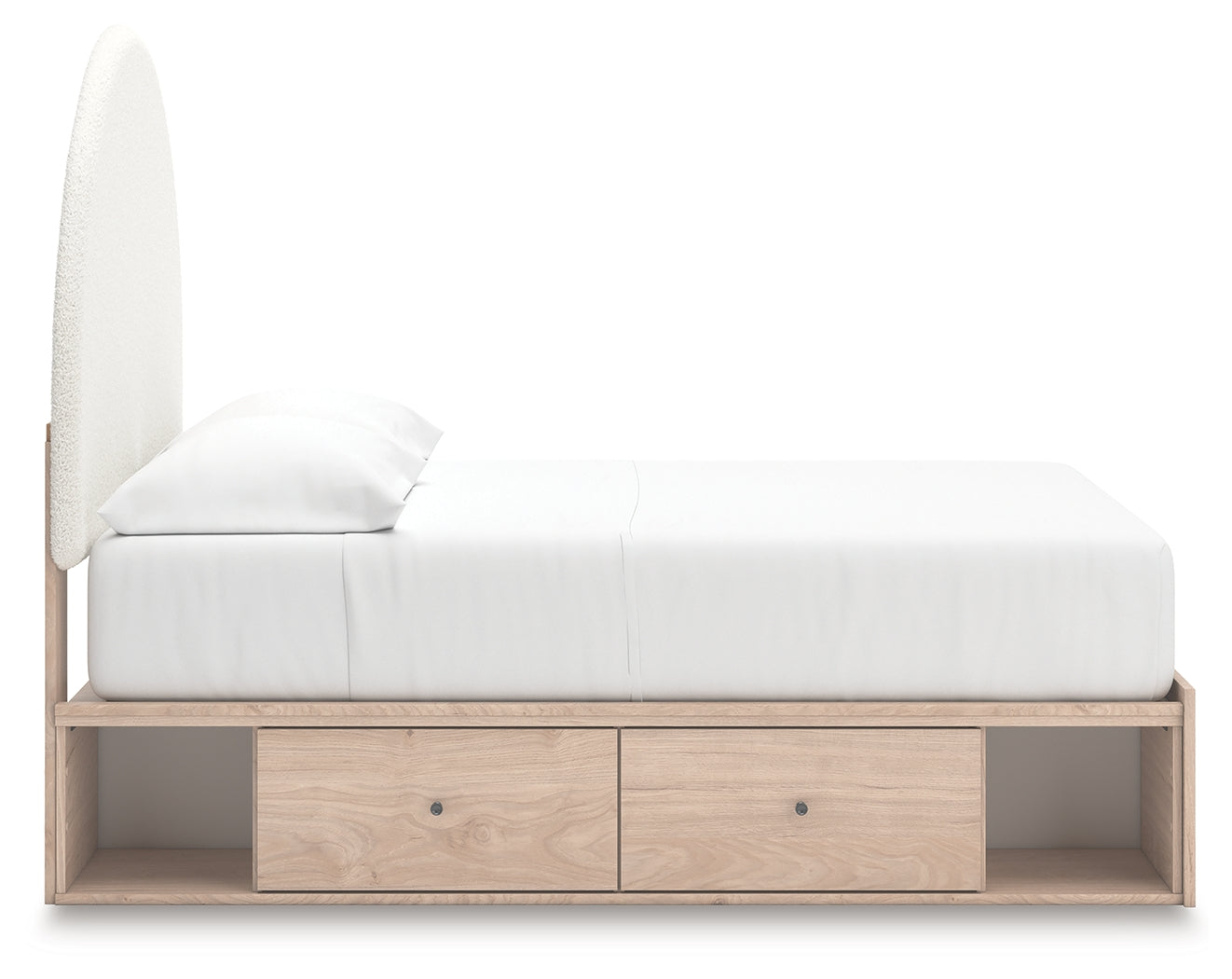 Arloster Tan/White Full Upholstered Panel Bed with Storage