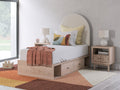 Arloster Tan/White Twin Upholstered Panel Bed with 2 Drawers Storage