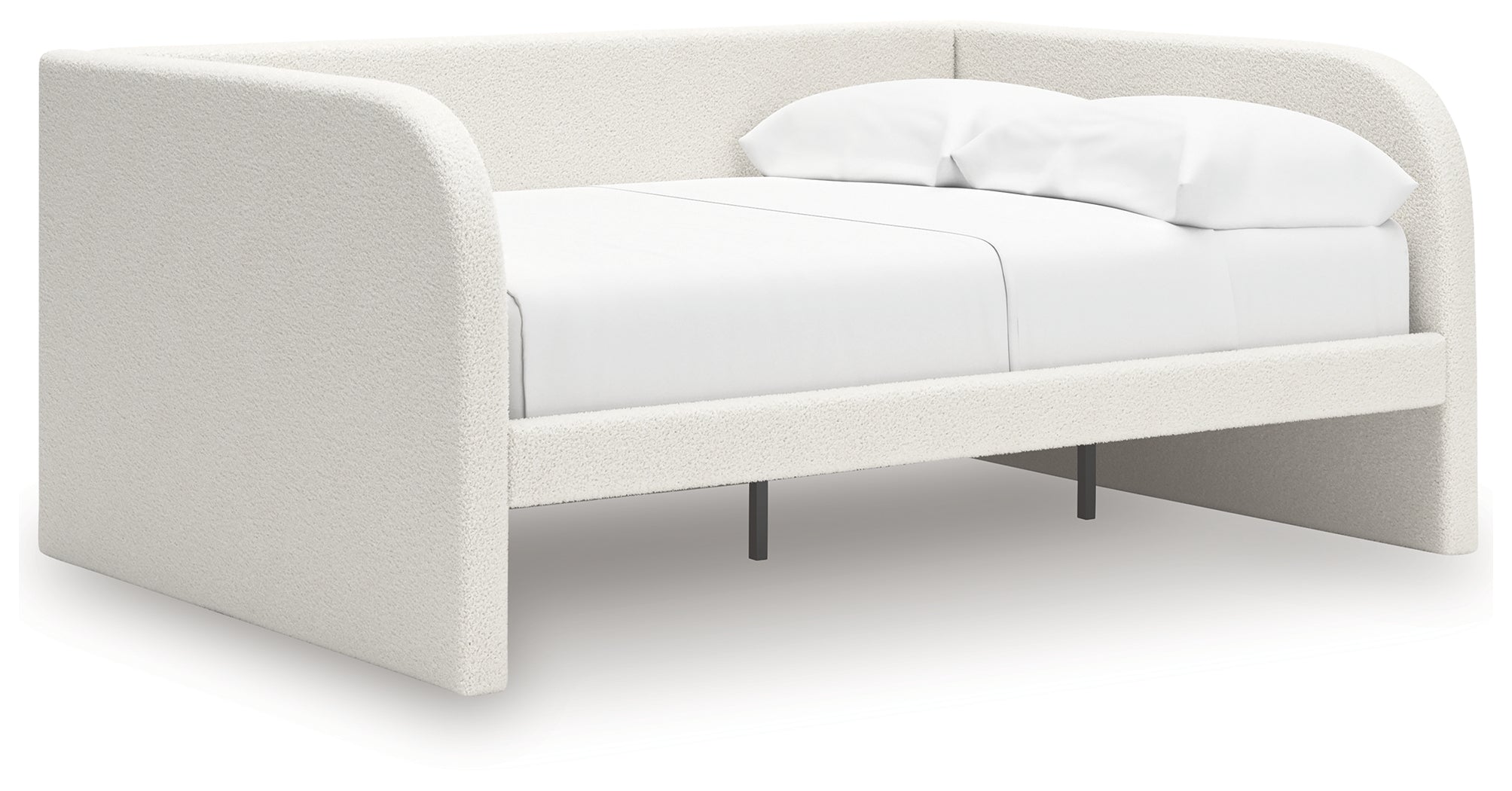 Arloster White/Tan Full Upholstered Day Bed, Dresser and Mirror