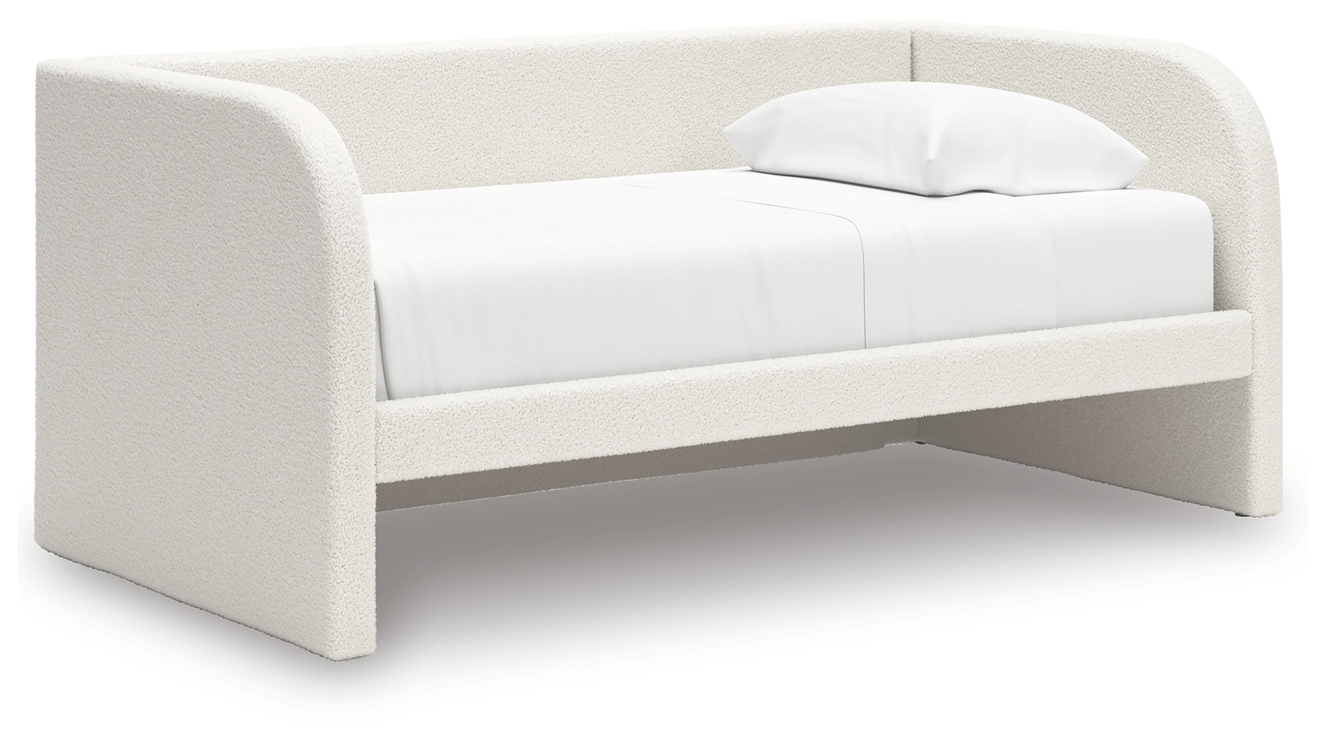 Arloster White/Tan Twin Upholstered Day Bed, Dresser and Mirror