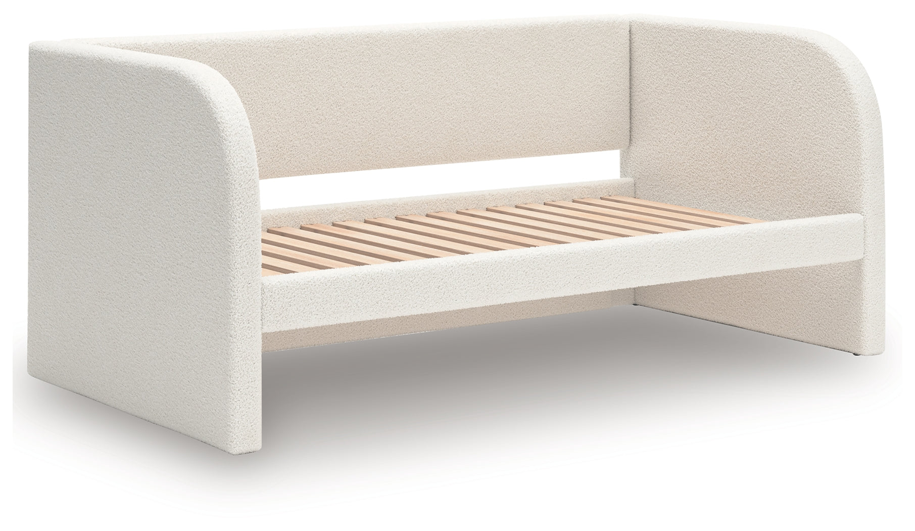 Arloster White/Tan Twin Upholstered Day Bed, Dresser and Mirror