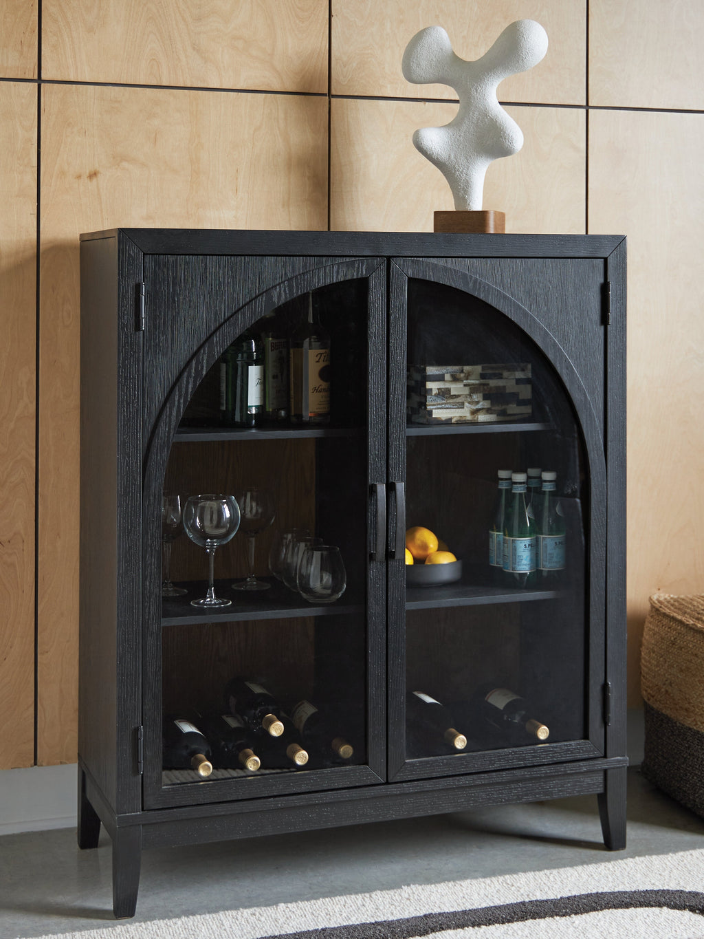 Armenleigh Black/Brown Bar Cabinet