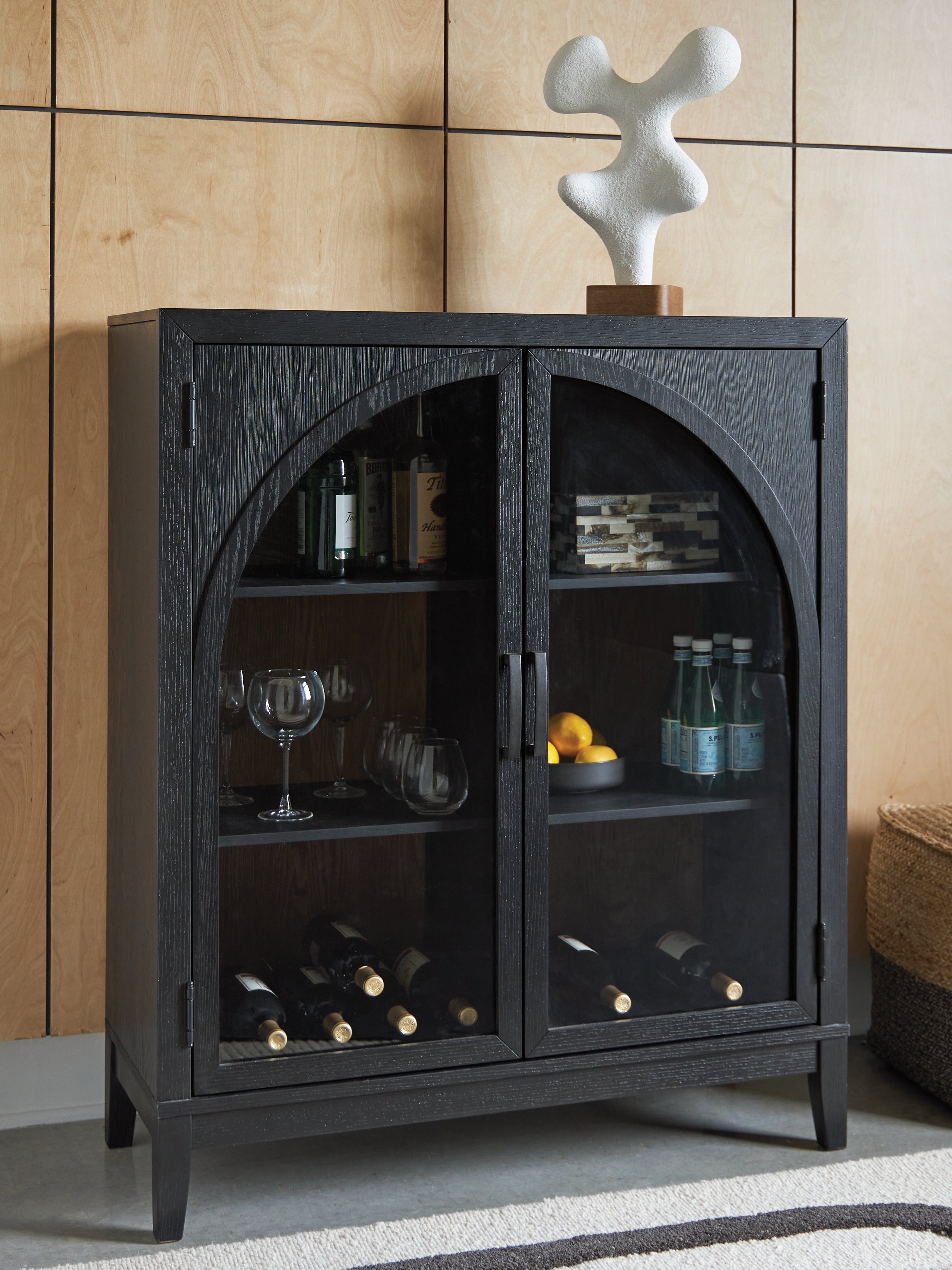 Armenleigh Black/Brown Bar Cabinet