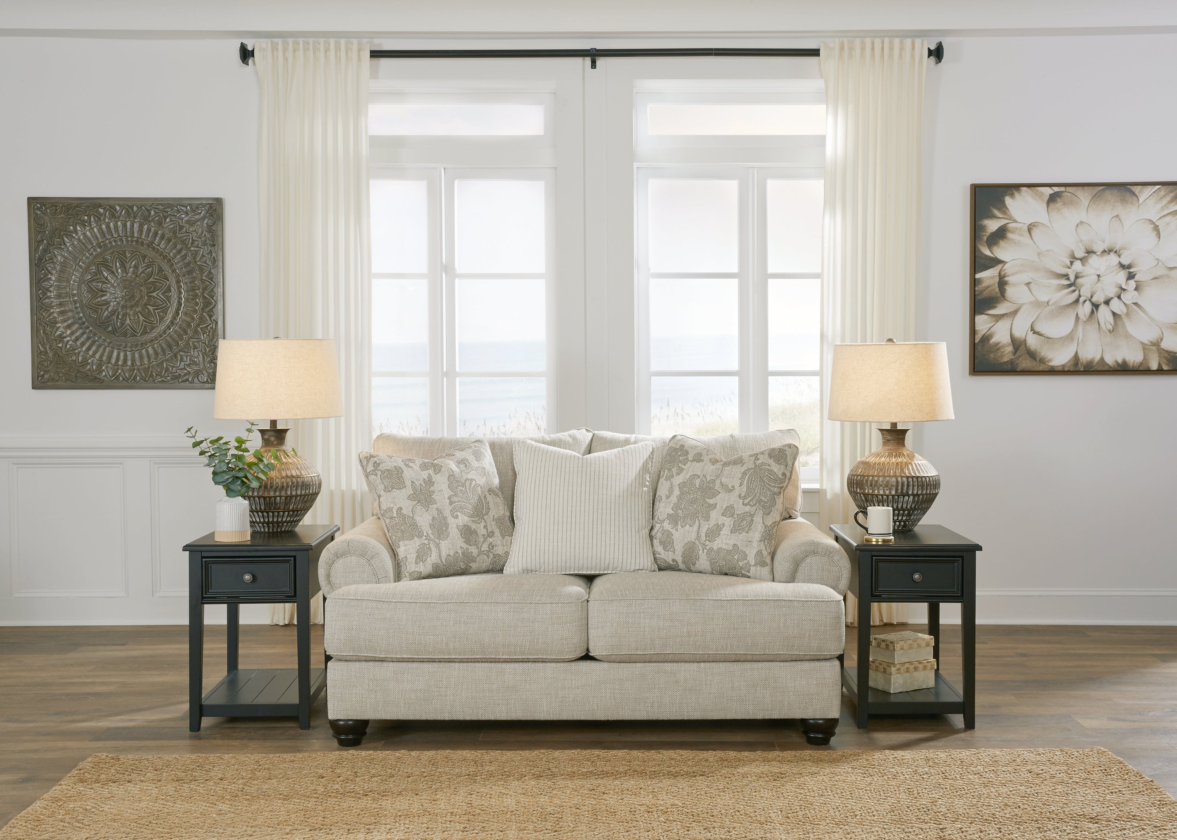 Asanti Fog Loveseat and Ottoman
