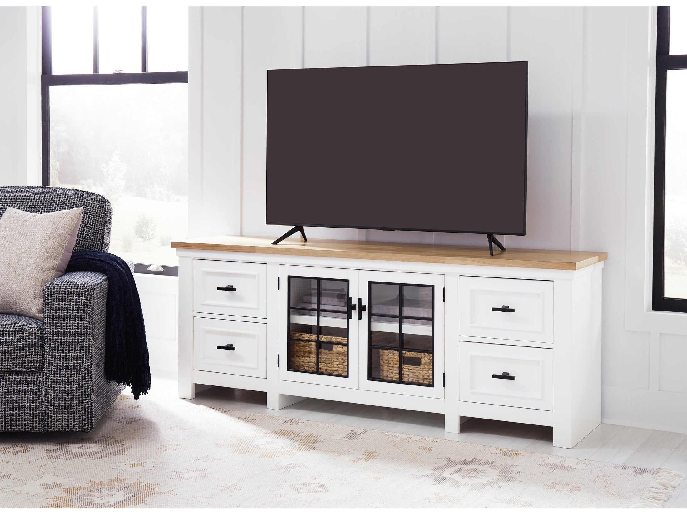 Ashbryn White/Natural 74" TV Stand
