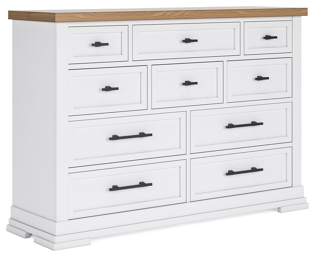 Ashbryn White/Natural Dresser w/ 10 Drawers