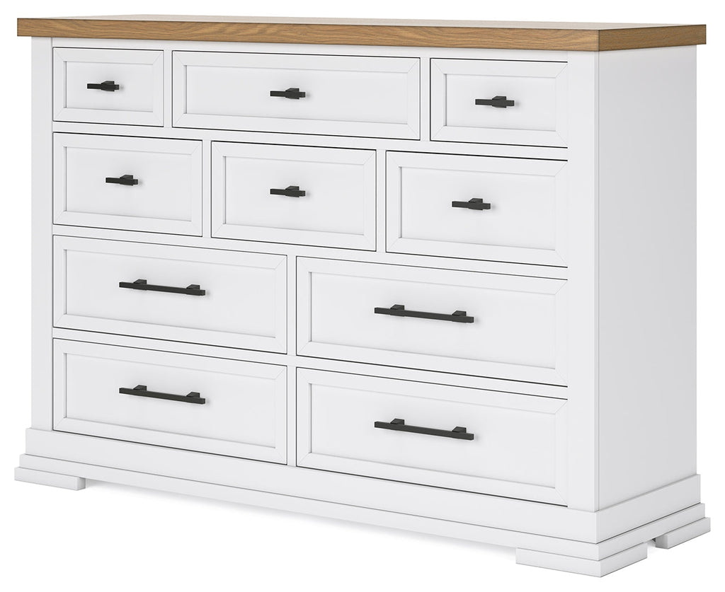 Ashbryn White/Natural Dresser w/ 10 Drawers