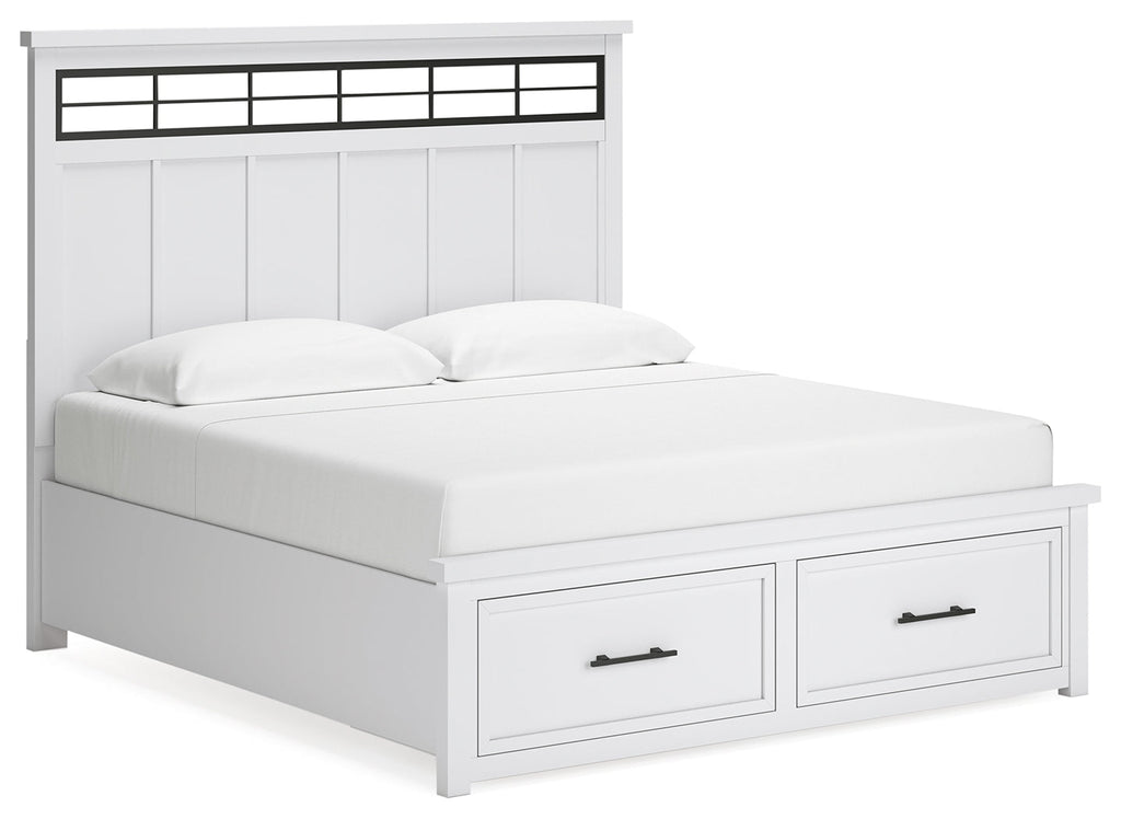 Ashbryn White/Natural King Panel Storage Bed