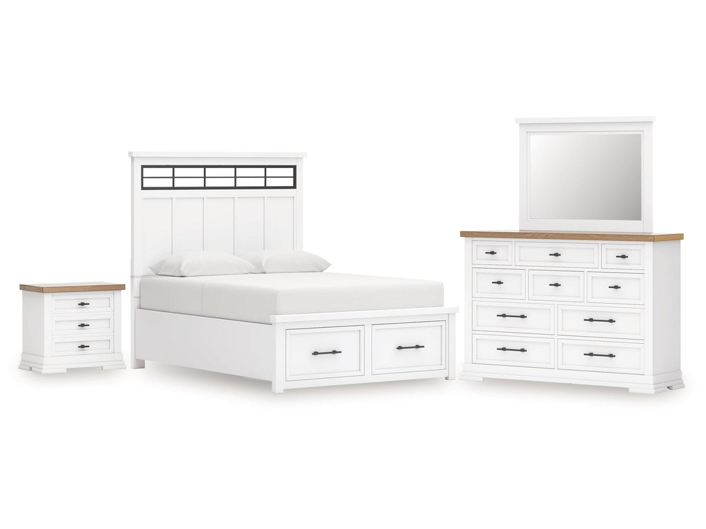 Ashbryn /Natural King Panel Storage Bedroom Set, White