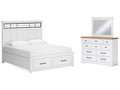 Ashbryn /Natural King Panel Storage Bedroom Set, White